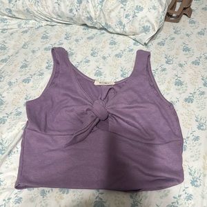 Purple crop tank with front knot